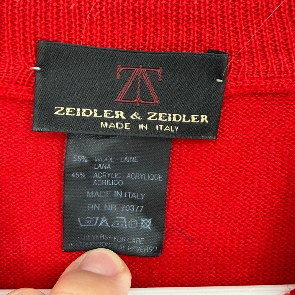 Zeidler & Zeidler Mens Red Wool Blend Mock Neck Sweater Made in Italy Size L